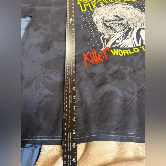 Iron Maiden “Killer Tour ‘81” Black Oil Wash Tie-Dye Oversized Cotton T-shirt M - Picture 7 of 9